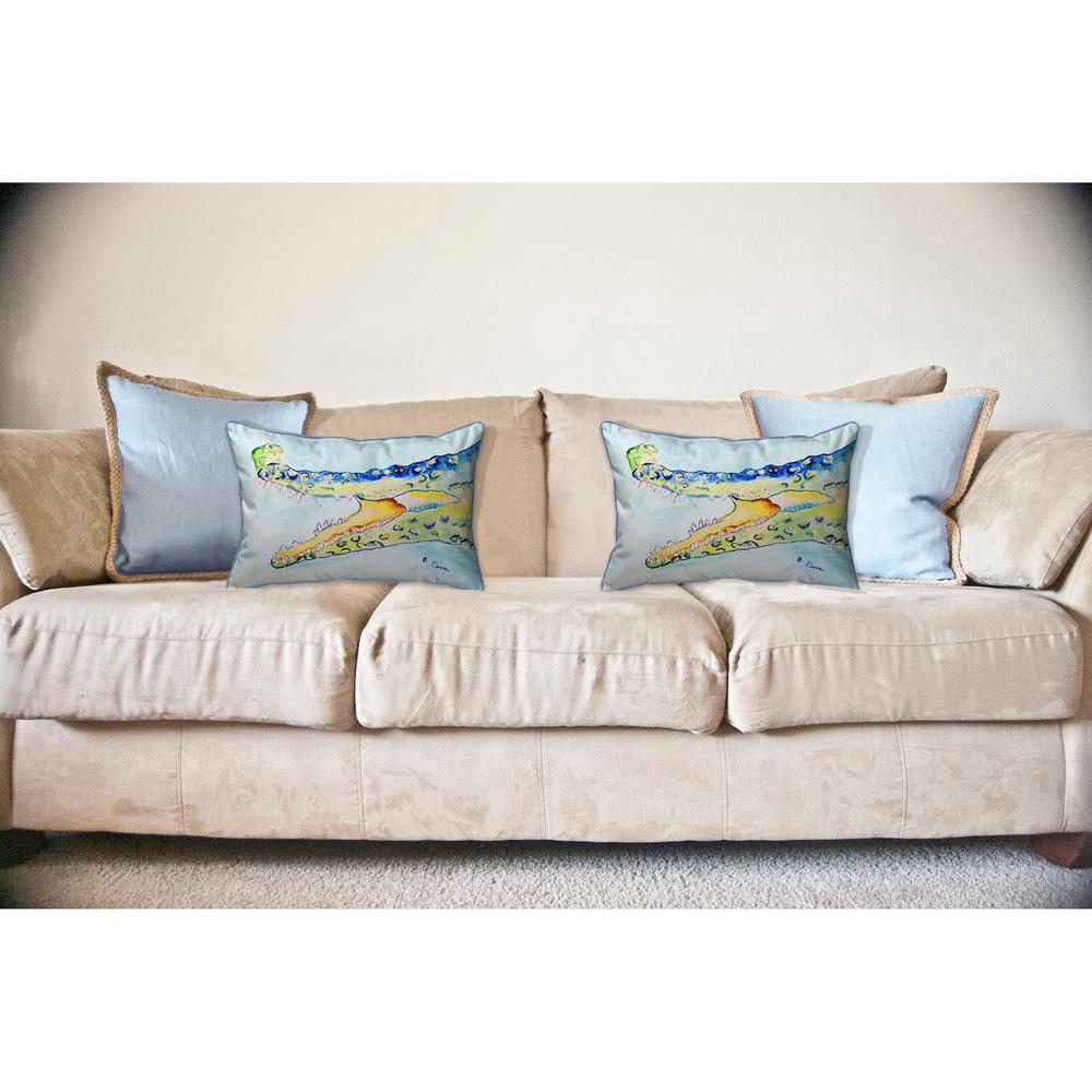 Crocodile & Frog Large Indoor/Outdoor Pillow 16x20. Picture 3
