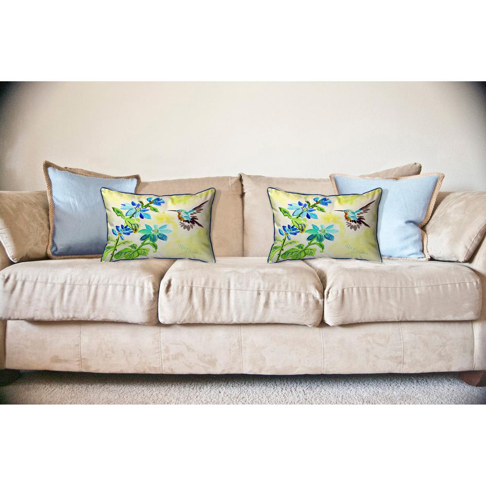 Aqua Hummingbird Large Indoor/Outdoor Pillow 16x20. Picture 3