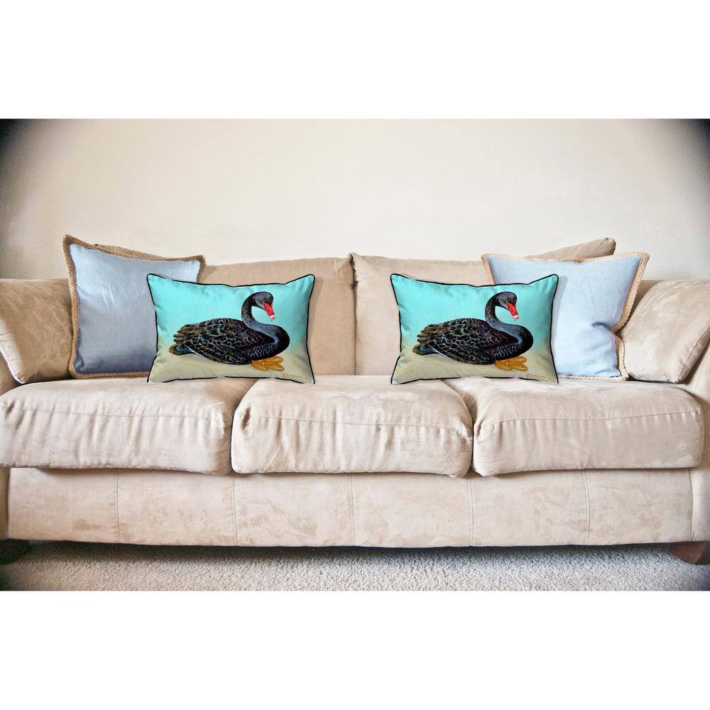 Black Swan Large Indoor/Outdoor Pillow 16x20. Picture 3