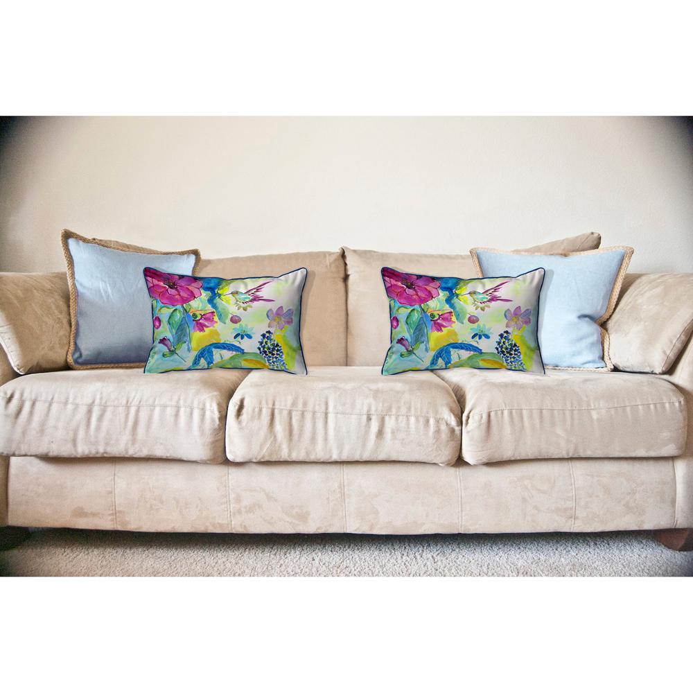 Hummingbird & Garden Large Indoor/Outdoor Pillow 16x20. Picture 3