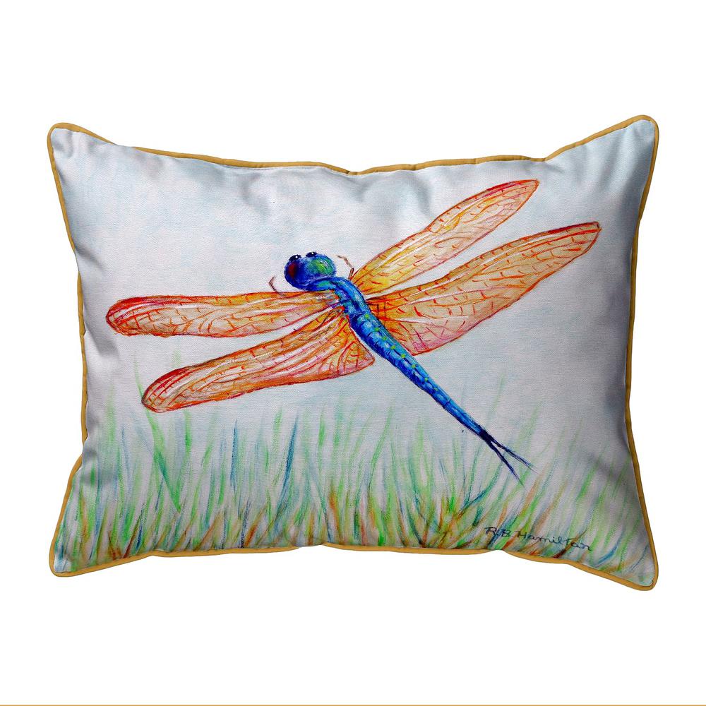 Amber & Blue Dragonfly Large Indoor/Outdoor Pillow 16x20. Picture 1