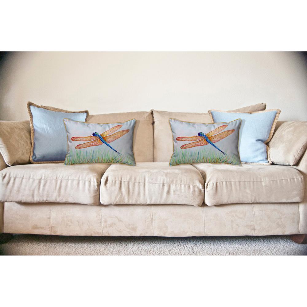 Amber & Blue Dragonfly Large Indoor/Outdoor Pillow 16x20. Picture 3