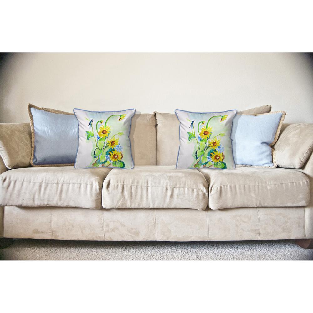 Sunflower & Bird Large Indoor/Outdoor Pillow 18x18. Picture 3