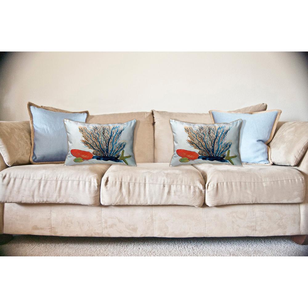 Coral & Shells Large Corded Indoor/Outdoor Pillow 16x20. Picture 3