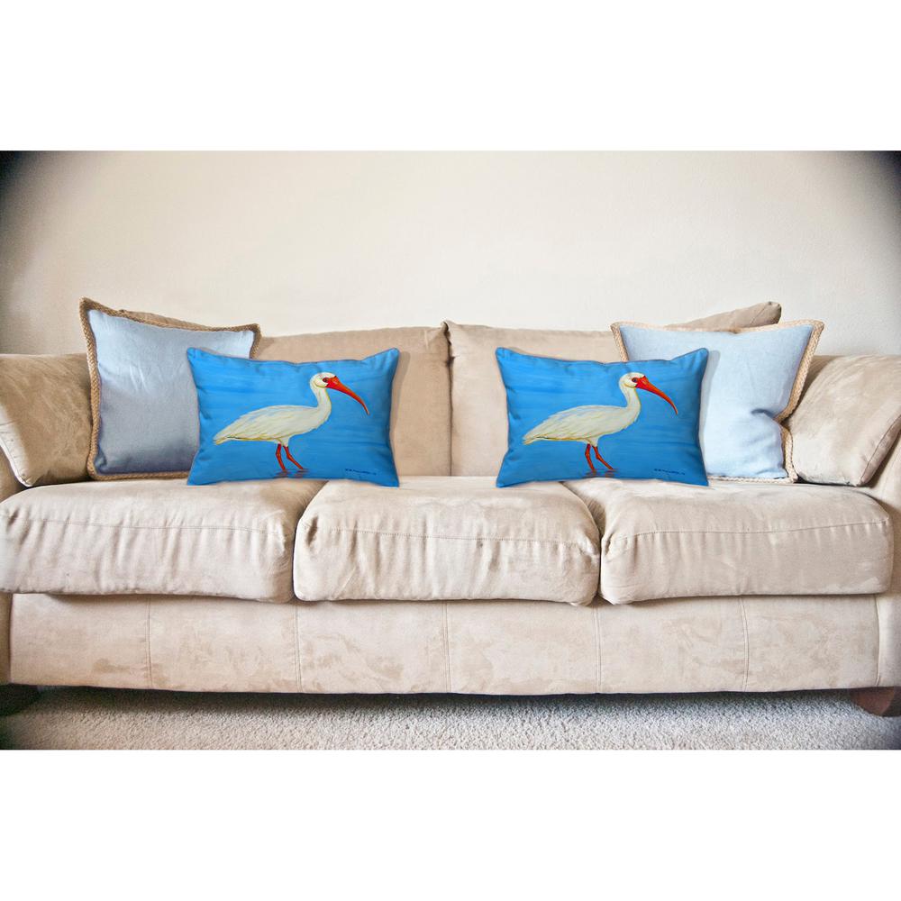 Posing White Ibis Large Corded Indoor/Outdoor Pillow 16x20. Picture 3