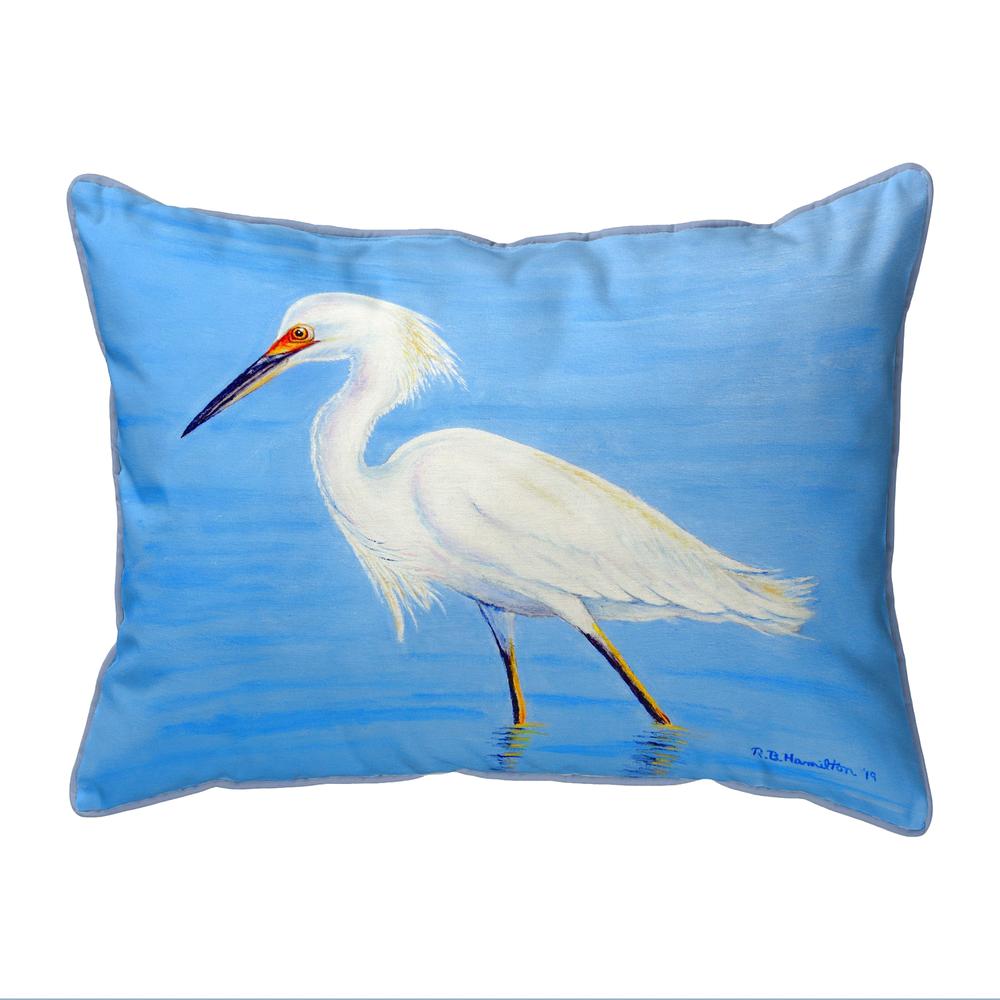 Stalking Snowy Egret Large Corded Indoor/Outdoor Pillow 16x20. Picture 1
