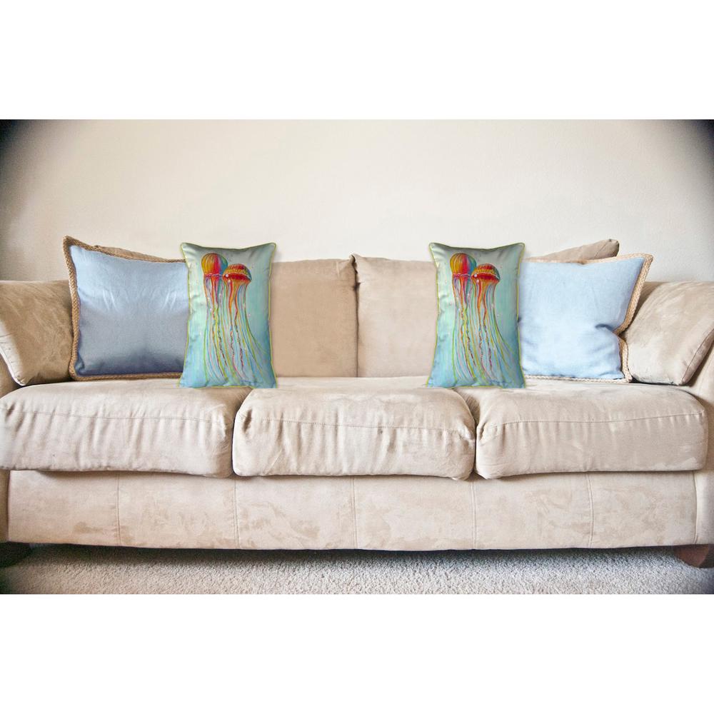 Colorful Jellyfish Large Indoor/Outdoor Pillow 16x20. Picture 3