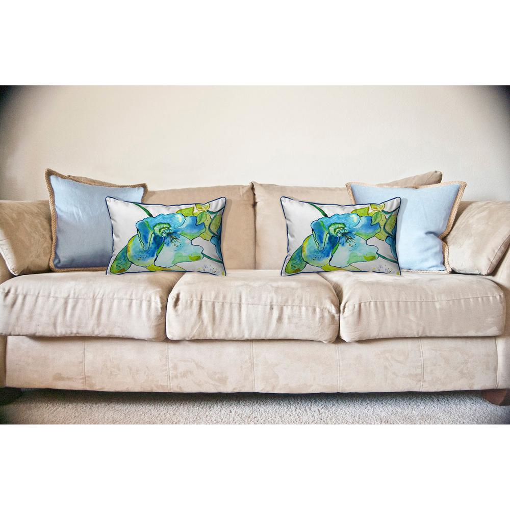 Blue Hibiscus Large Indoor/Outdoor Pillow 16x20. Picture 3