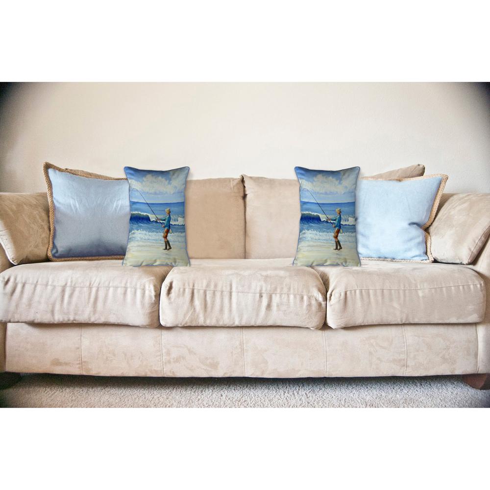 Surf Fishing Large Indoor/Outdoor Pillow 16x20. Picture 3
