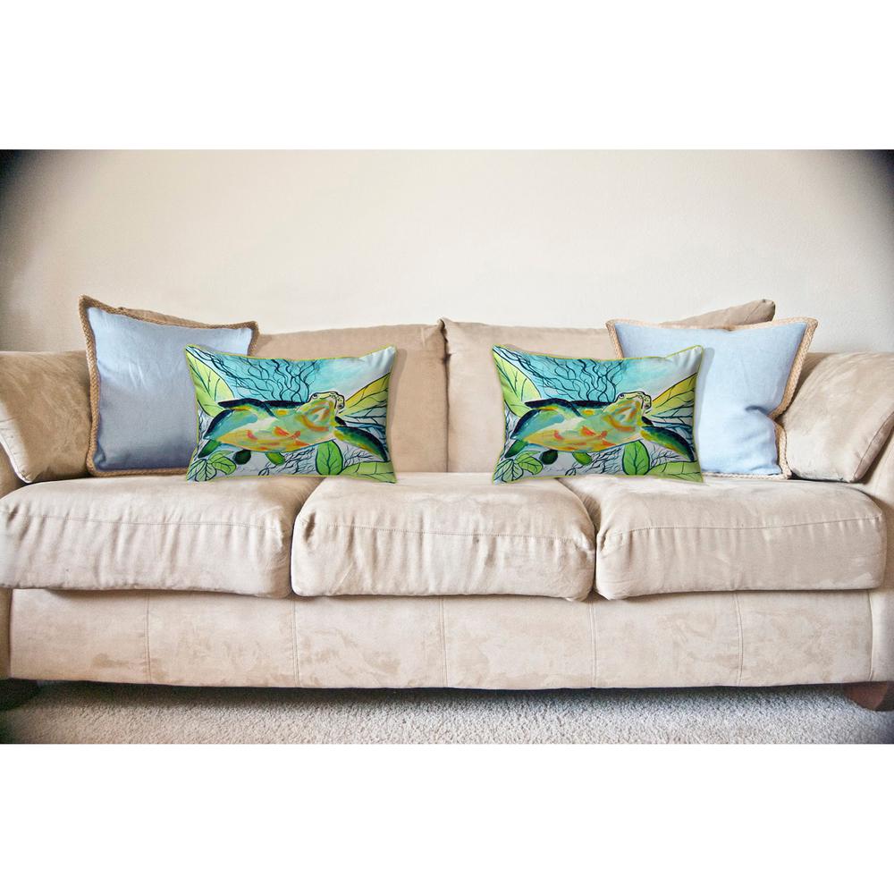 Smiling Sea Turtle Large Indoor/Outdoor Pillow 16x20. Picture 3