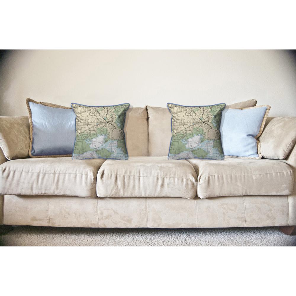 Vermilion Bay, LA Nautical Map Large Corded Indoor/Outdoor Pillow 18x18. Picture 3