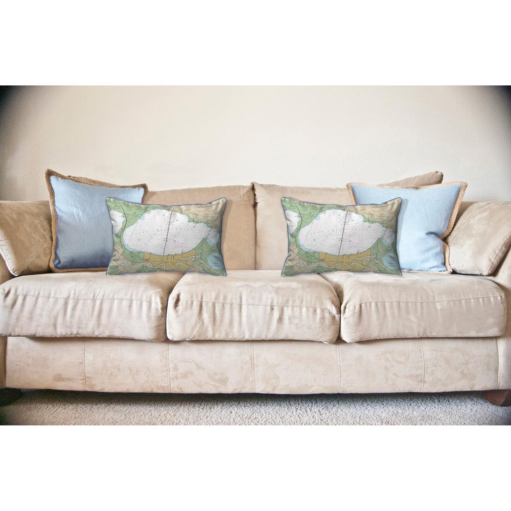 Lake Pontchartrain and Majrepas, LA Nautical Map Large Corded Indoor/Outdoor Pillow 16x20. Picture 3