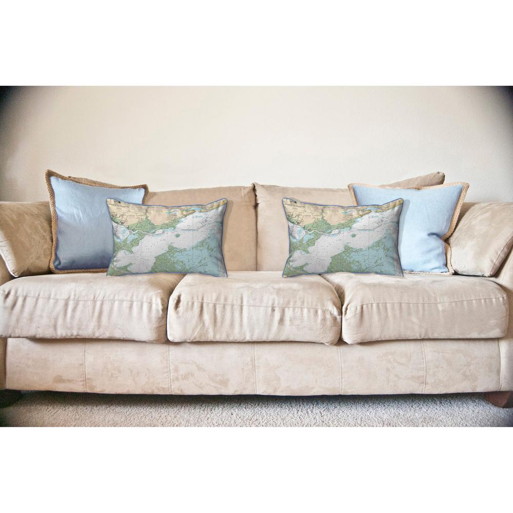 Lake Borgne and Approaches, LA Nautical Map Large Corded Indoor/Outdoor Pillow 16x20. Picture 3