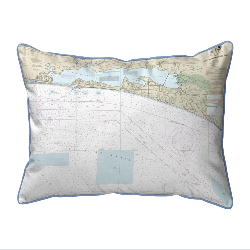 Choctawhatchee Bay, FL Nautical Map Large Corded Indoor/Outdoor Pillow 16x20. Picture 1