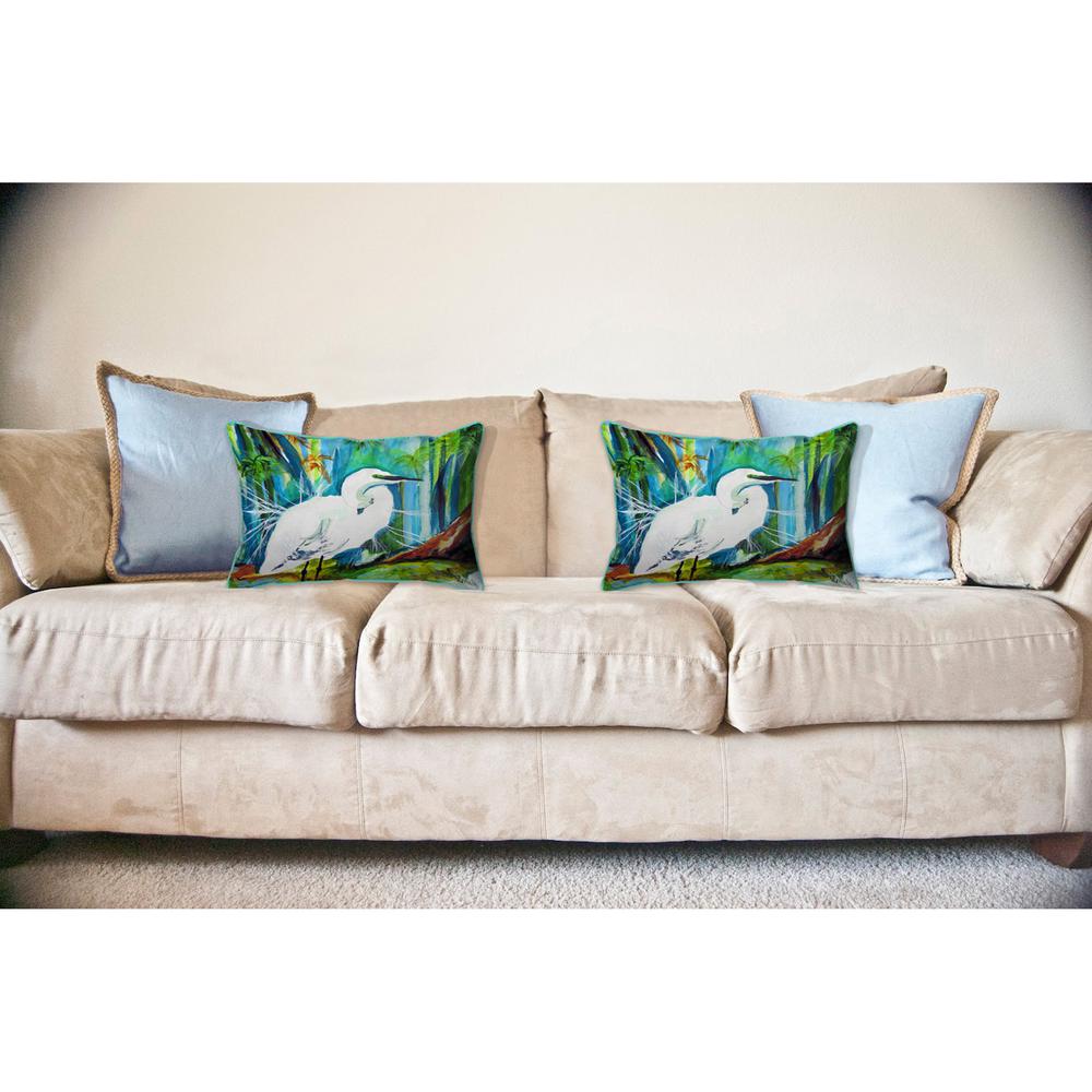 Acyrlic Egret Large Indoor/Outdoor Pillow 16x20. Picture 3