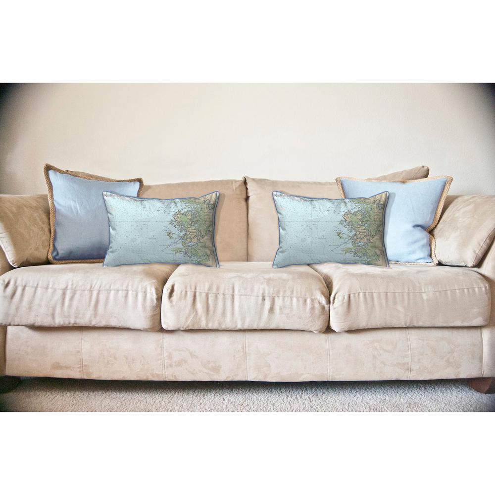 Crystal River, FL Nautical Map Large Corded Indoor/Outdoor Pillow 16x20. Picture 3