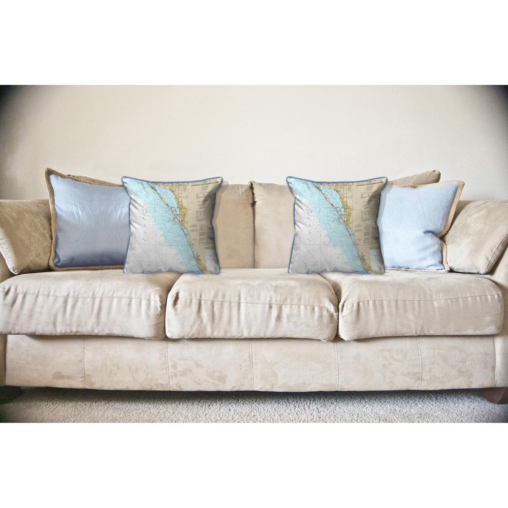 Venice - Lemon Bay to Passage Key Inlet, FL Nautical Map Large Corded Indoor/Outdoor Pillow 18x18. Picture 3