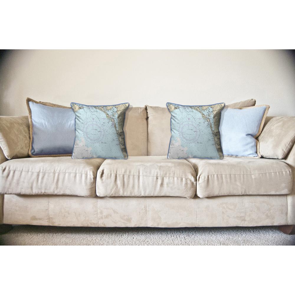 Estero Bay, Bonita Springs, FL Nautical Map Large Corded Indoor/Outdoor Pillow 18x18. Picture 3