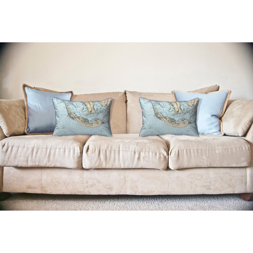 Sanibell Island, FL Nautical Map Large Corded Indoor/Outdoor Pillow 16x20. Picture 3