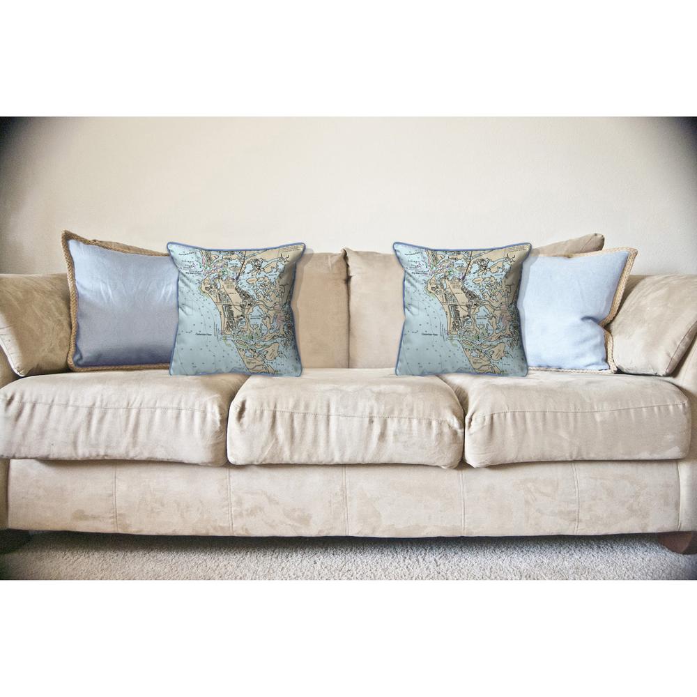 Marco Island, FL Nautical Map Large Corded Indoor/Outdoor Pillow 18x18. Picture 3