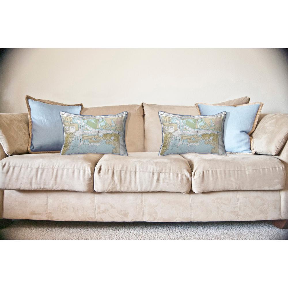 Fort Pierce Harbor, FL Nautical Map Large Corded Indoor/Outdoor Pillow 16x20. Picture 3