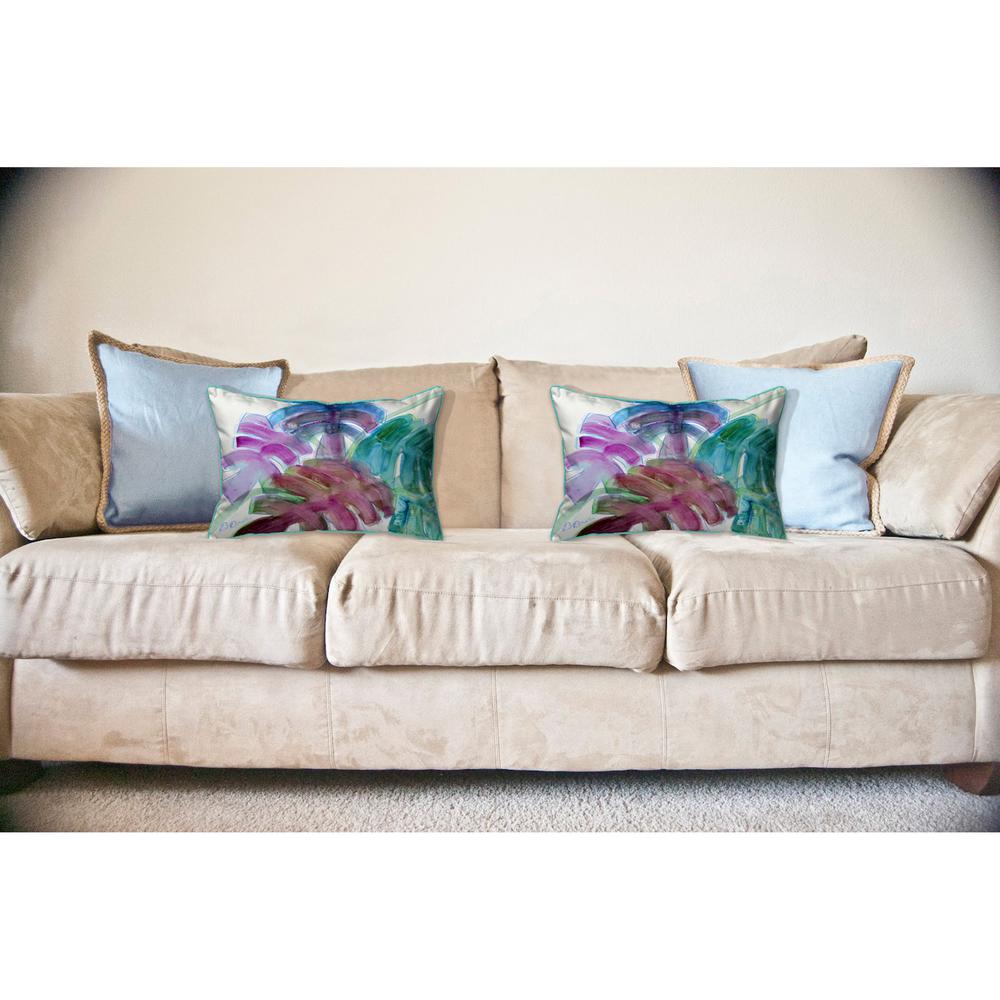 Monstera Leaves Large Indoor/Outdoor Pillow 16x20. Picture 3