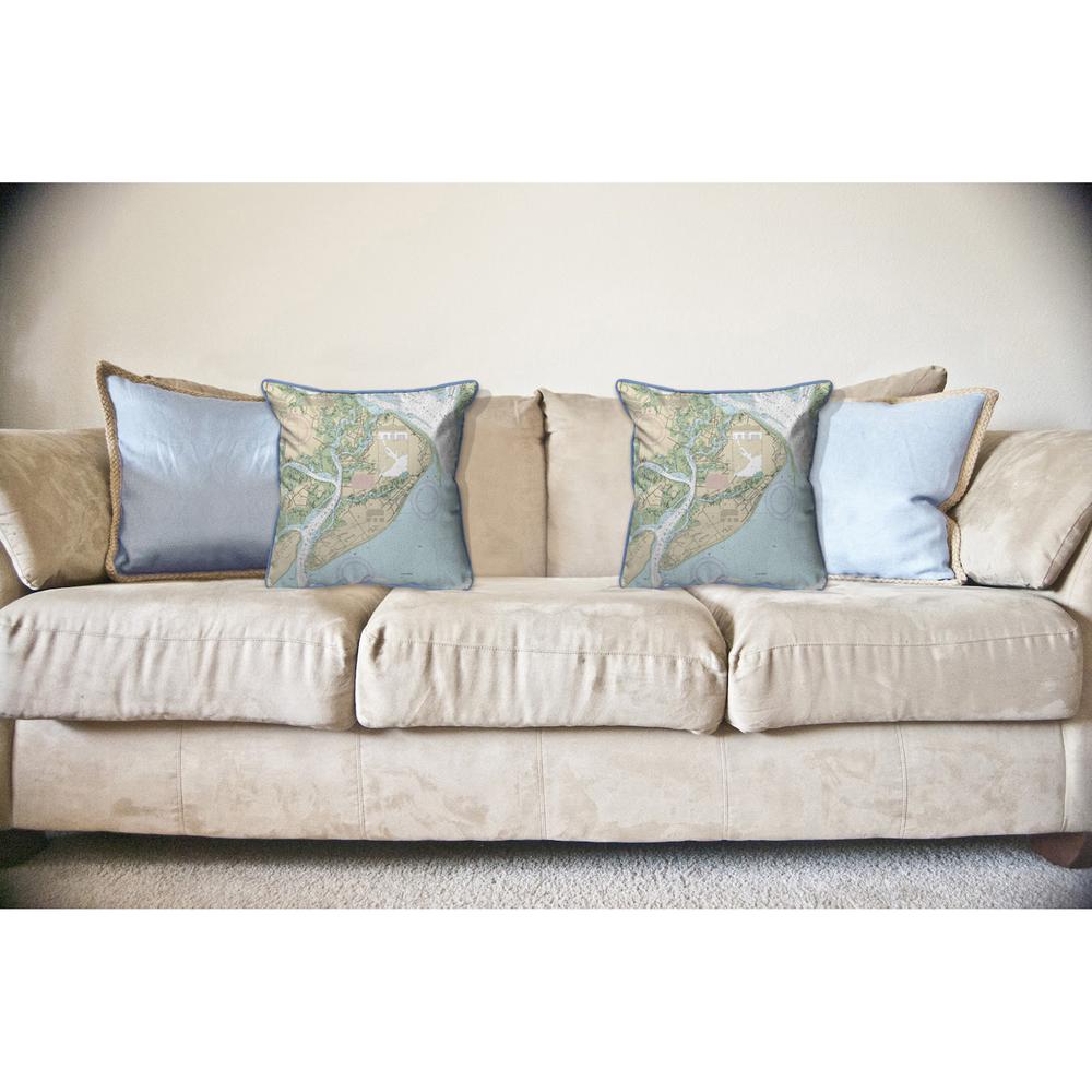 Hilton Head, SC Nautical Map Large Corded Indoor/Outdoor Pillow 18x18. Picture 3