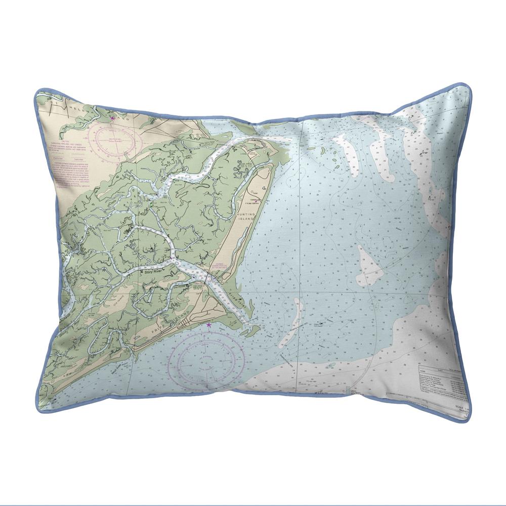 Fripp Island, SC Nautical Map Large Corded Indoor/Outdoor Pillow 16x20. Picture 1