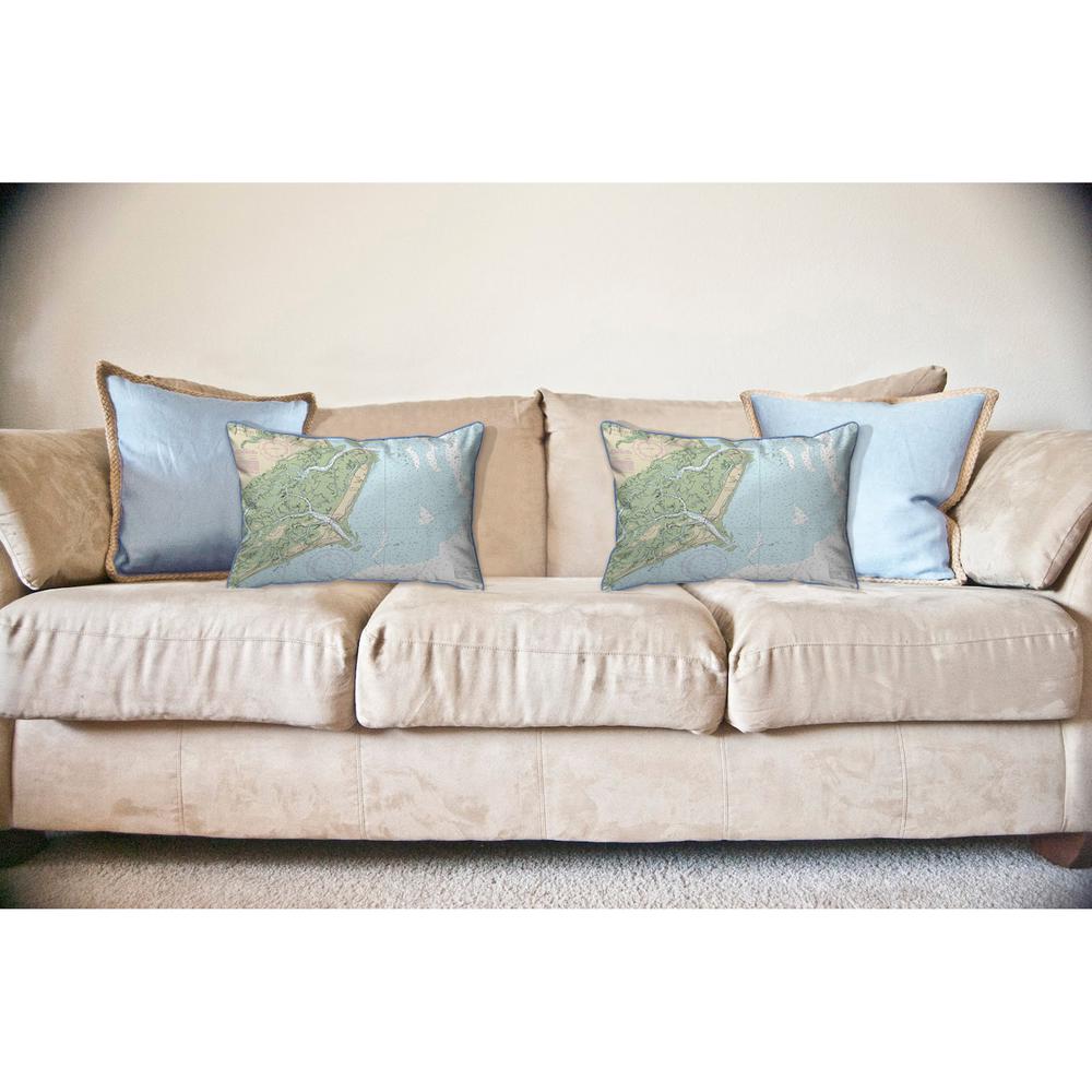 Fripp Island, SC Nautical Map Large Corded Indoor/Outdoor Pillow 16x20. Picture 3