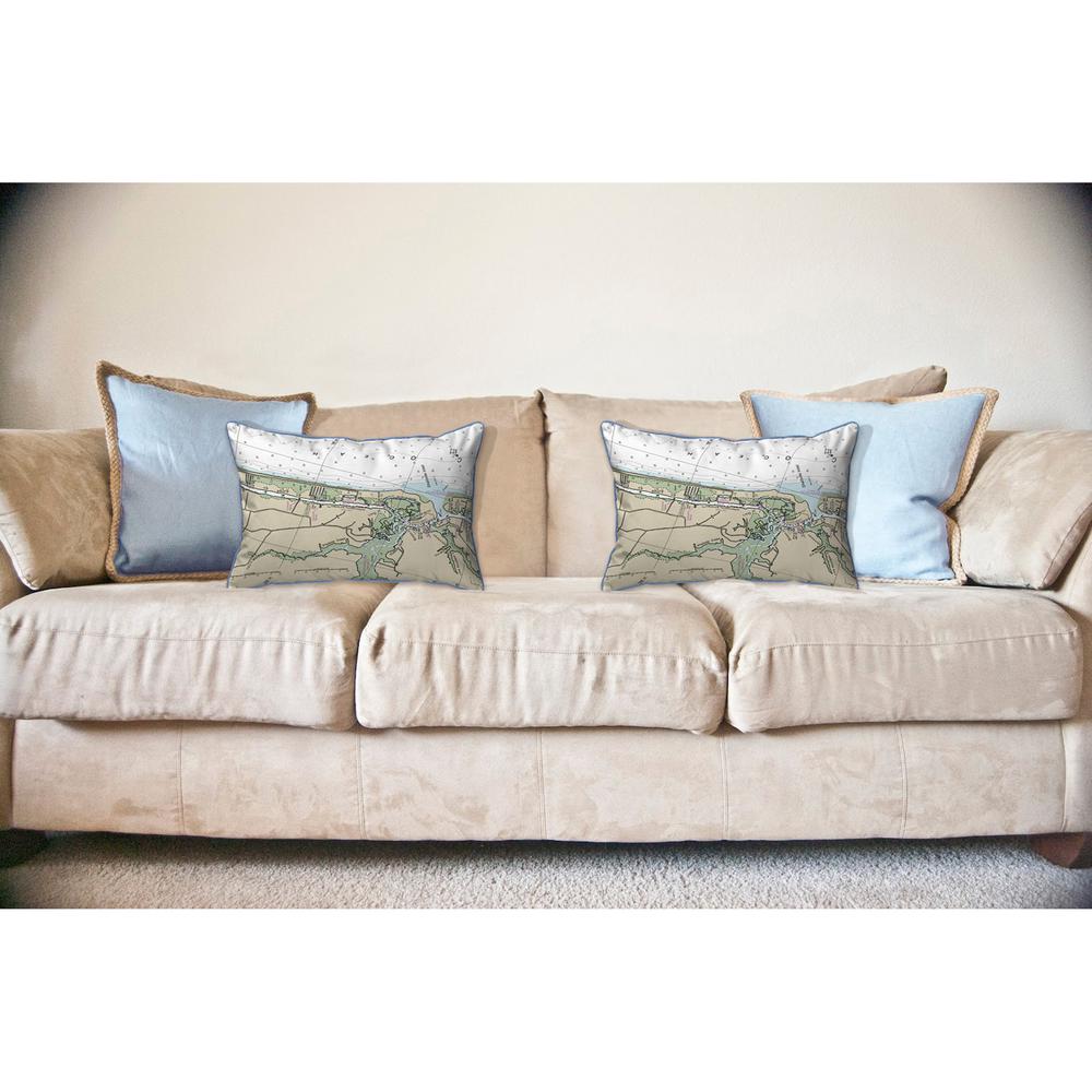 Holden Beach, NC Nautical Map Large Corded Indoor/Outdoor Pillow 16x20. Picture 3