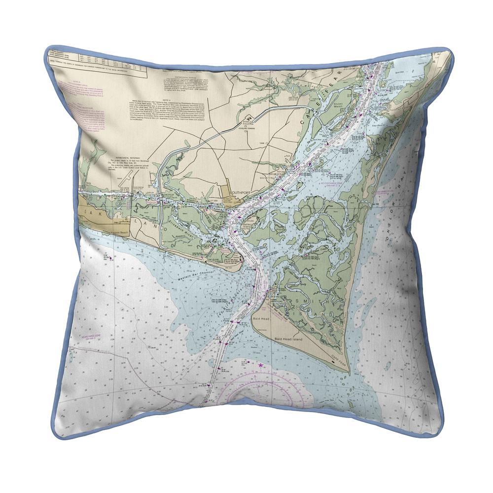 Baldhead Island, NC Nautical Map Large Corded Indoor/Outdoor Pillow 18x18. Picture 1