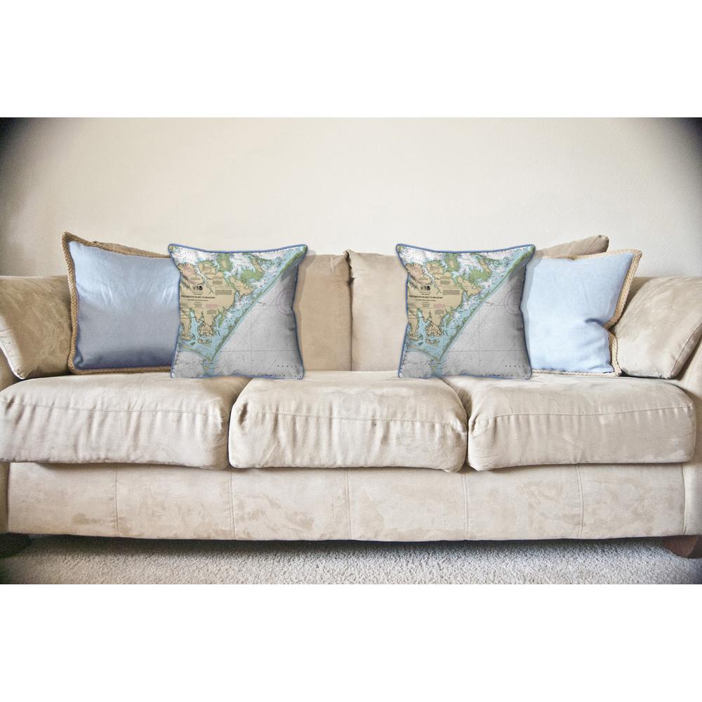 Portsmouth Island to Beaufort - Core Sound, NC Nautical Map Large Corded Indoor/Outdoor Pillow 18x18. Picture 3