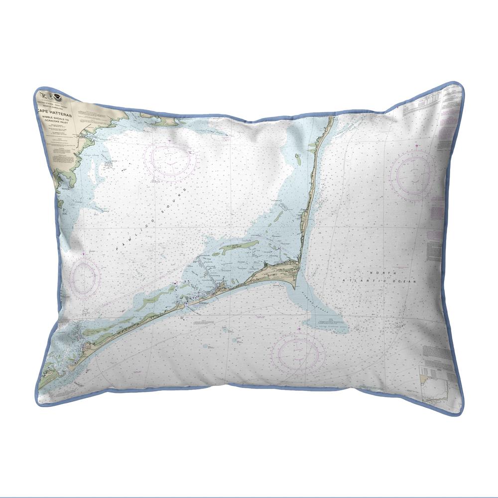 Cape Hatteras, NC Nautical Map Large Corded Indoor/Outdoor Pillow 16x20. Picture 1
