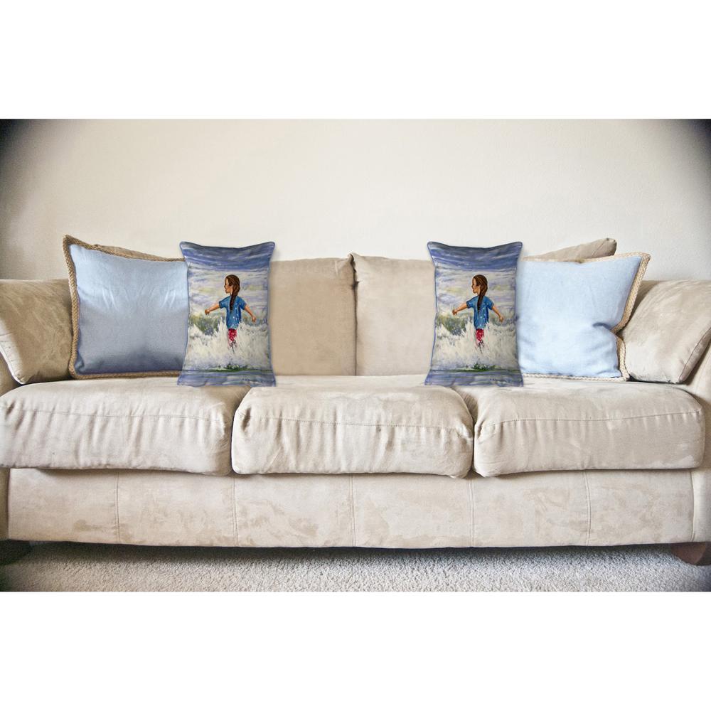 Girl in Surf 16x20 Large Indoor/Outdoor Pillow. Picture 3