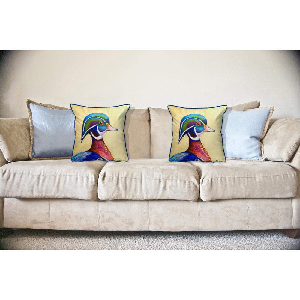 Mr. Wood Duck Large Indoor/Outdoor Pillow 18x18. Picture 3