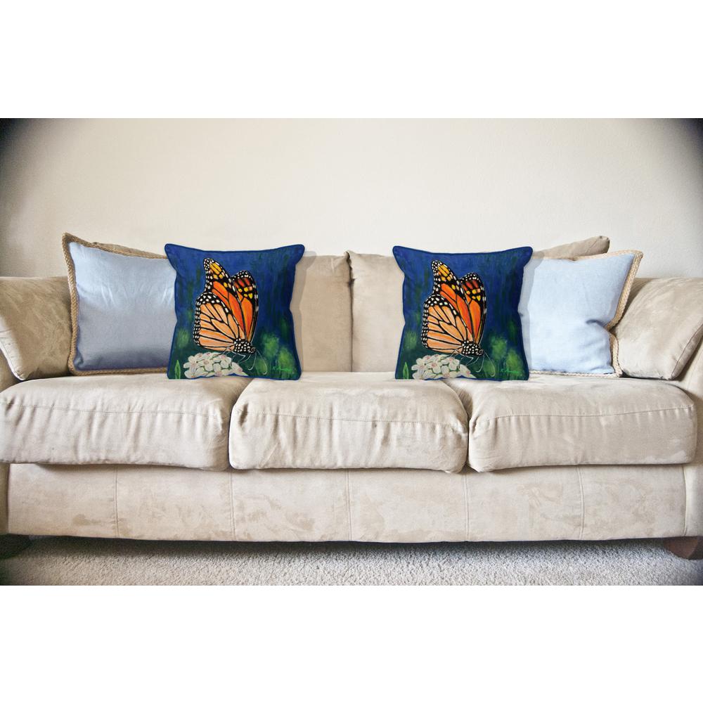 Monarch & Flower Large Indoor/Outdoor Pillow 18x18. Picture 2