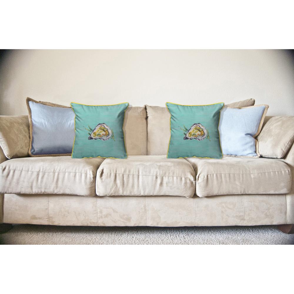 Oyster Shell - Teal Large Indoor/Outdoor Pillow 18x18. Picture 3