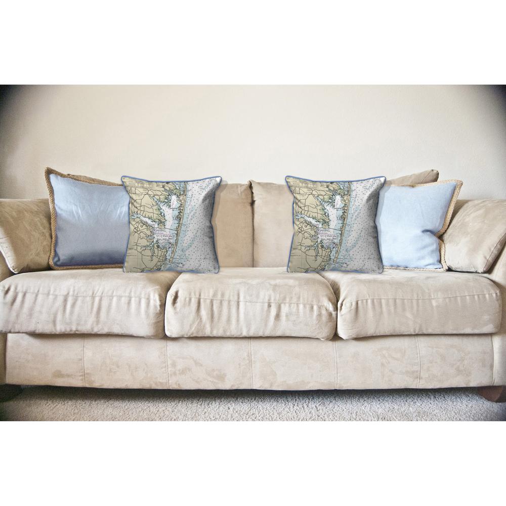 Fenwick Island to Chincoteague Inlet, VA Nautical Map Large Corded Indoor/Outdoor Pillow 18x18. Picture 3