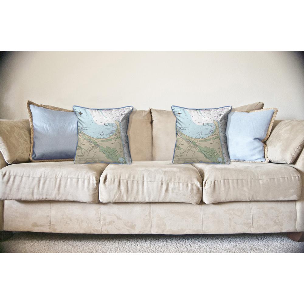 Lewes, DE Nautical Map Large Corded Indoor/Outdoor Pillow 18x18. Picture 3