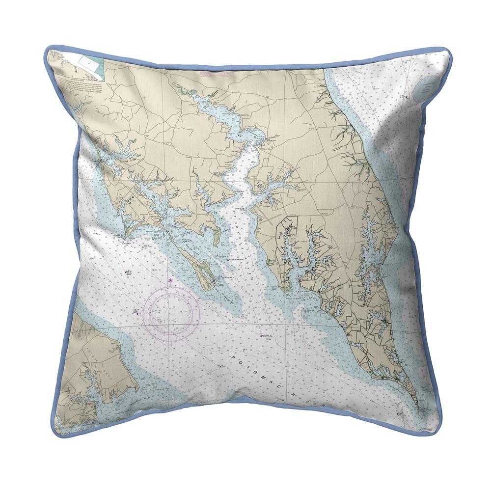 Leonardtown, MD Nautical Map Large Corded Indoor/Outdoor Pillow 18x18. Picture 1