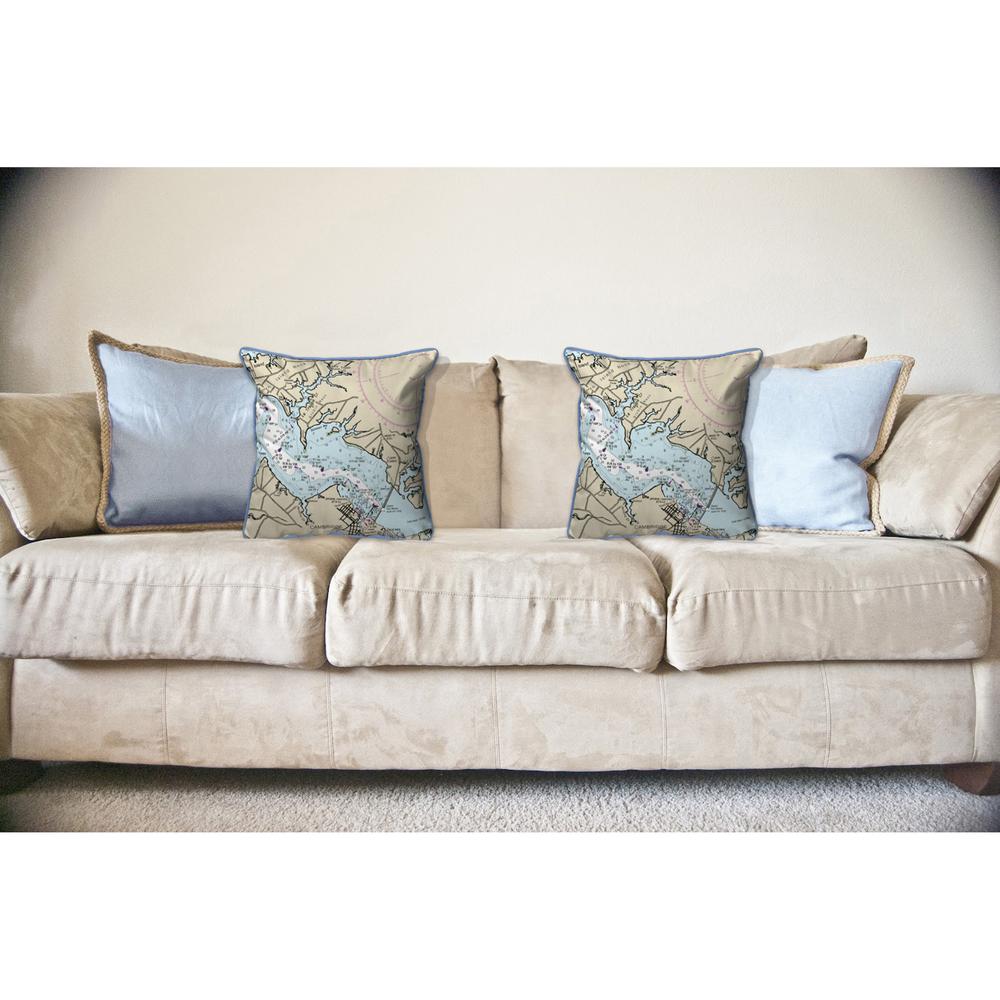 Cambridge, MD Nautical Map Large Indoor/Outdoor Pillow 18x18. Picture 3