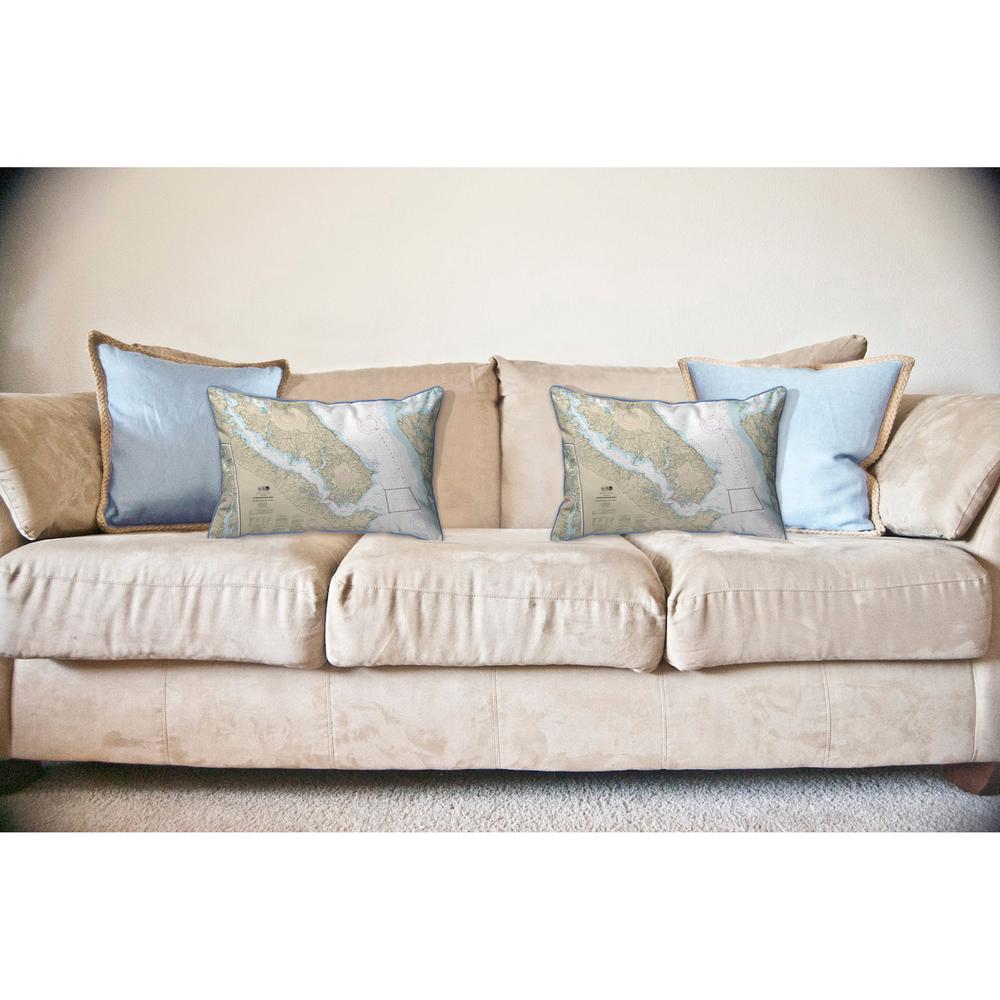 Chesapeake Bay, MD Nautical Map Large Corded Indoor/Outdoor Pillow 16x20. Picture 3