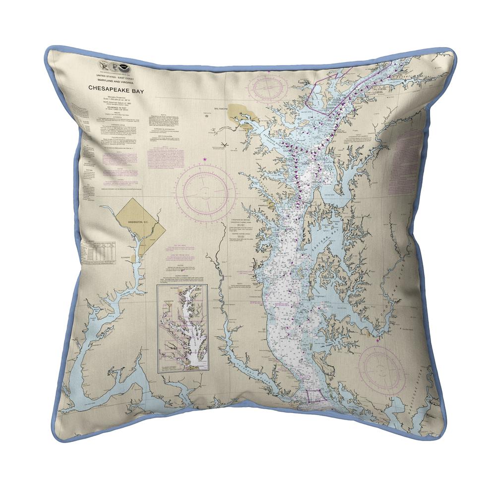 Chesapeake Bay - Rock Hall, MD and VA Nautical Map Large Corded Indoor/Outdoor Pillow 18x18. Picture 1