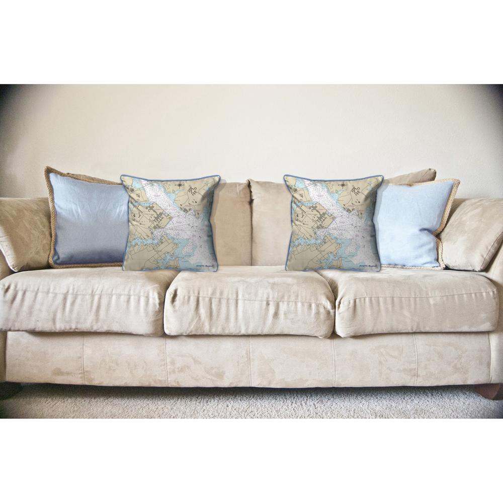 Annapolis - USNA, MD Nautical Map Large Corded Indoor/Outdoor Pillow 18x18. Picture 3