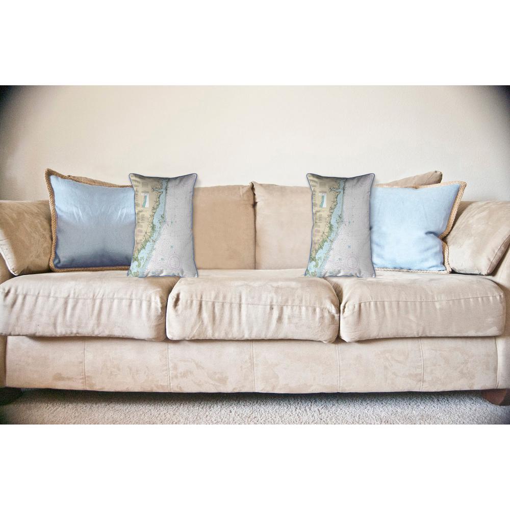 Long Beach, NJ Nautical Map Large Corded Indoor/Outdoor Pillow 16x20. Picture 3