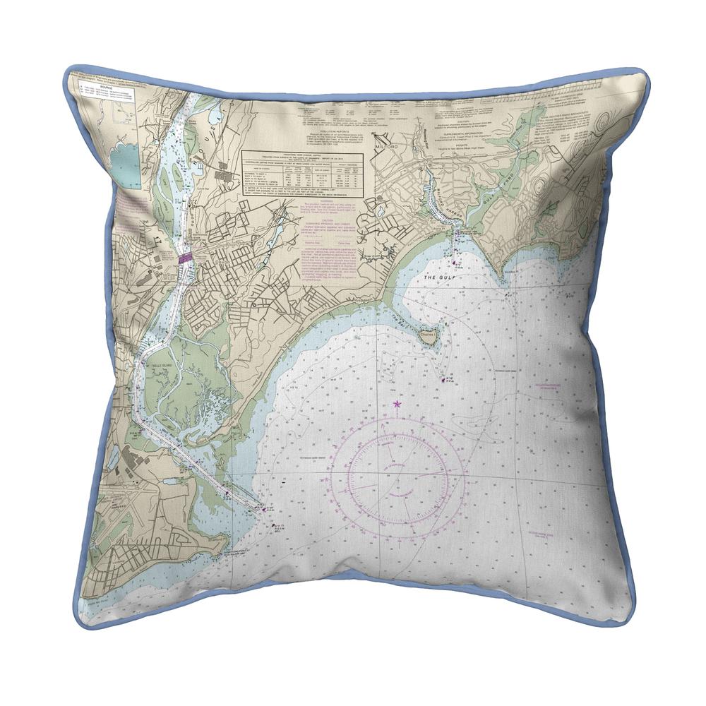 North Long Island Sound, NY Nautical Map Large Corded Indoor/Outdoor Pillow 18x18. Picture 1