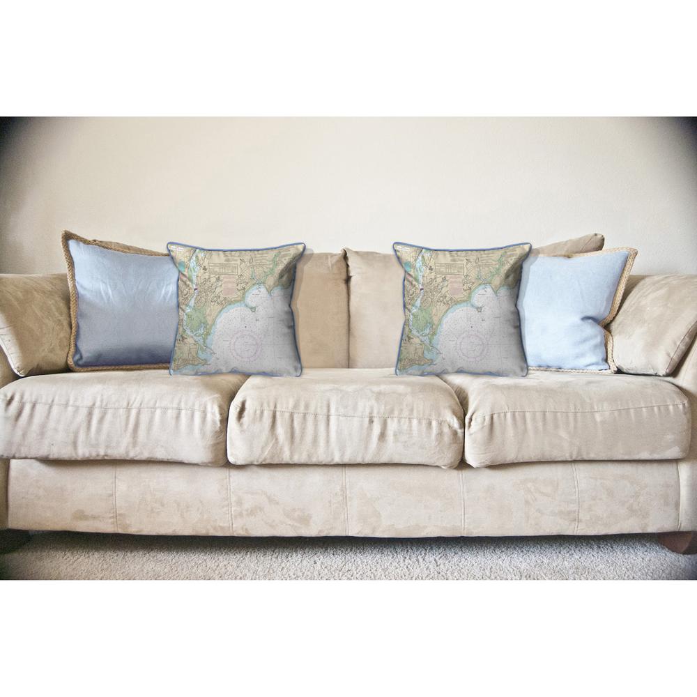 North Long Island Sound, NY Nautical Map Large Corded Indoor/Outdoor Pillow 18x18. Picture 3