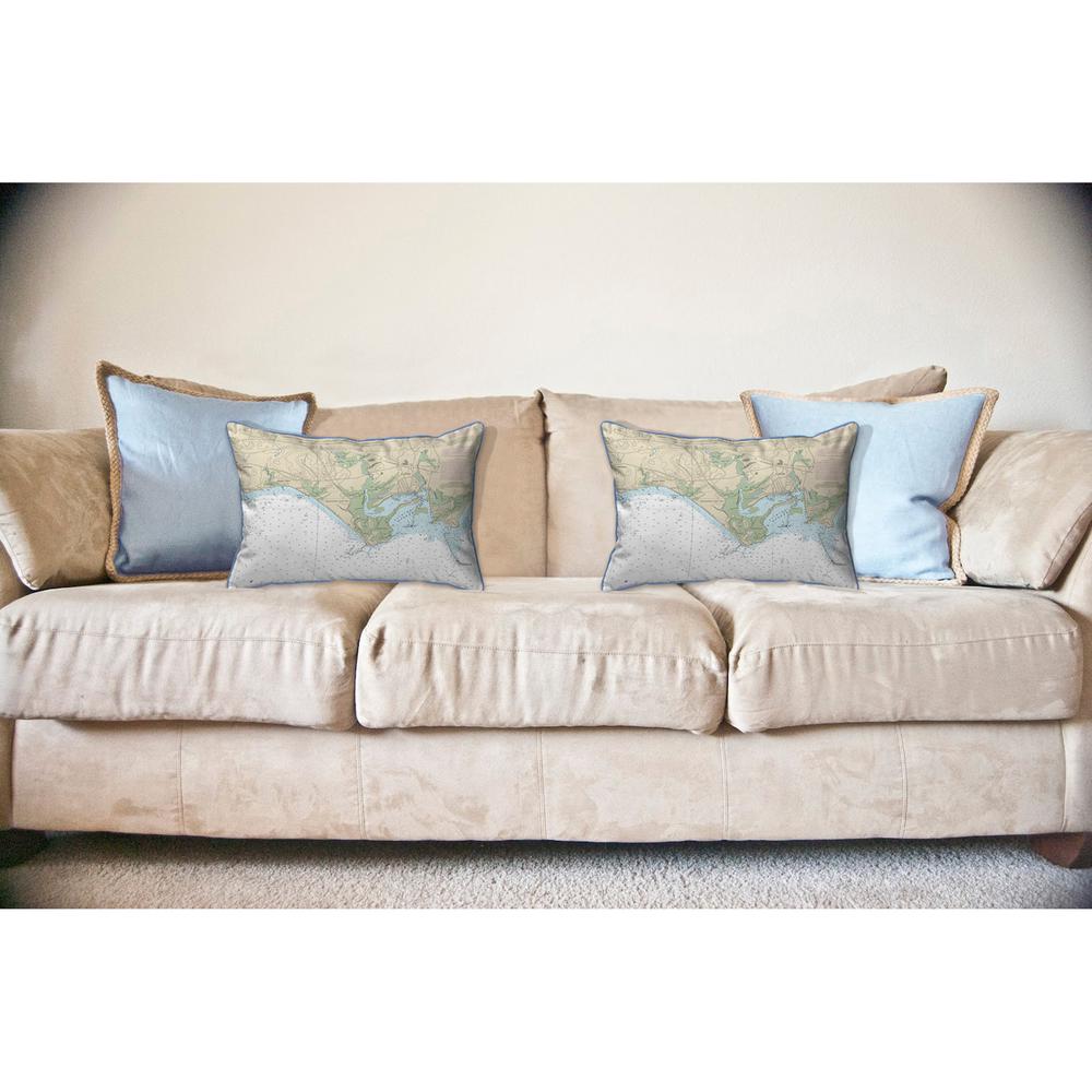 Madison Reef to Kelsey Point, CT Nautical Map Large Corded Indoor/Outdoor Pillow 16x20. Picture 3