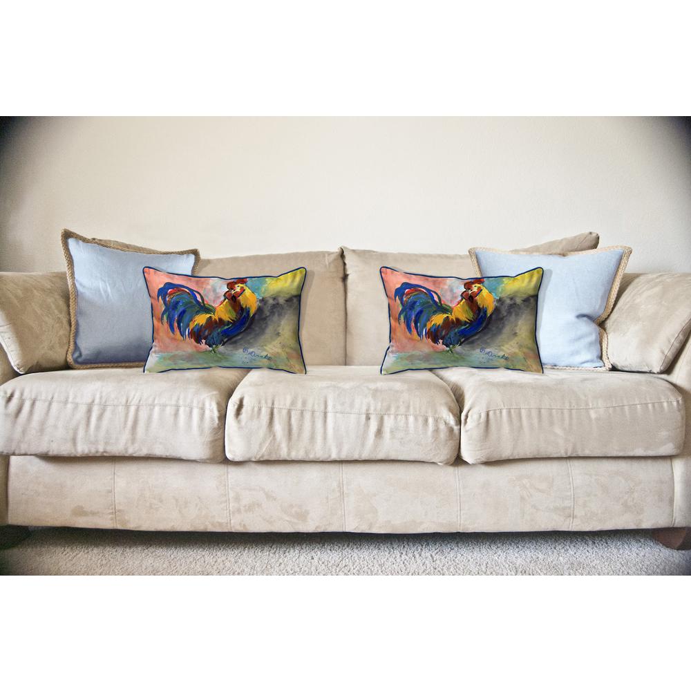 Blue Tail Rooster Large Indoor/Outdoor Pillow 18x18. Picture 2