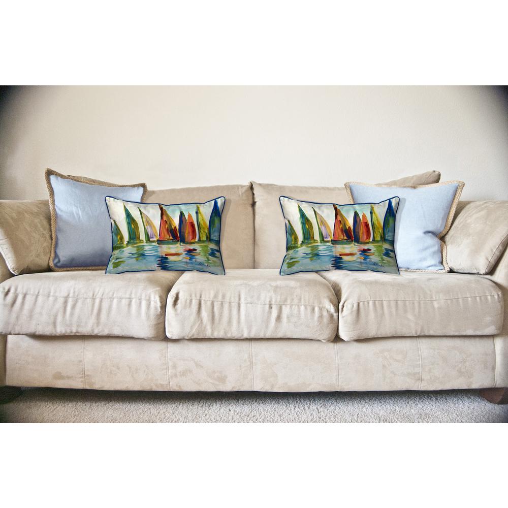 Multi Color Sails Large Indoor/Outdoor Pillow 16x20. Picture 3